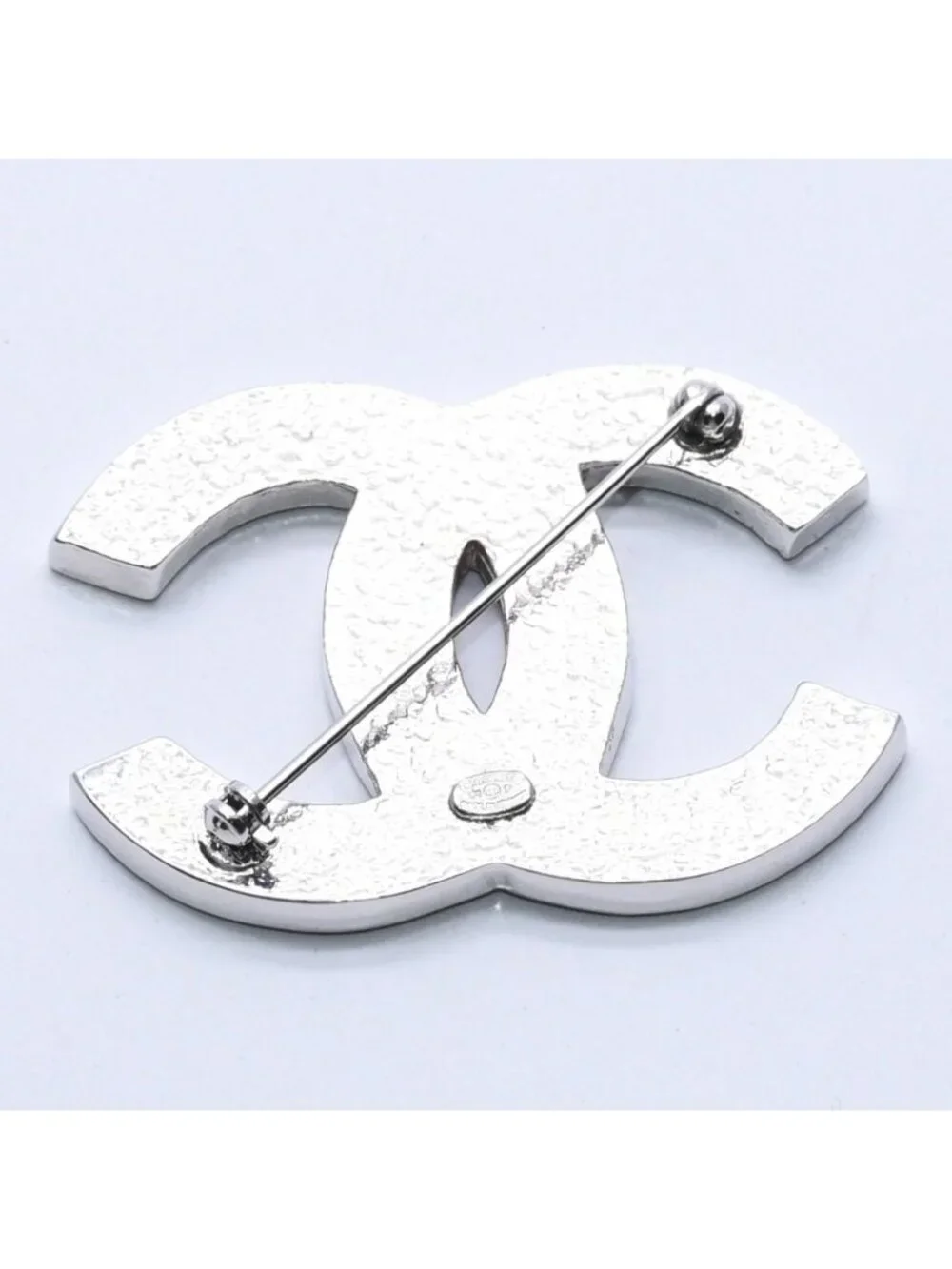Chanel CC Logo Brooch 01 Metal Rhinestone Silver Clear